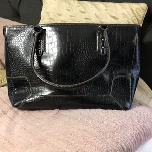 Black faux leather bag